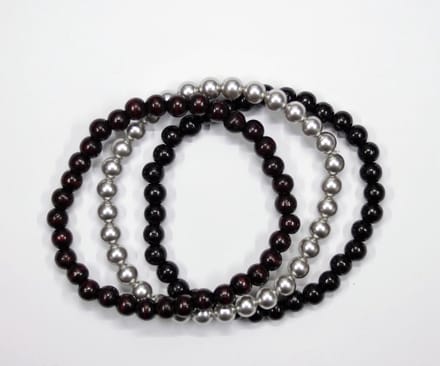 Elastische kralen armband 2 x A kwaliteit houten kralen en 1x Swarovski parels 16 cm