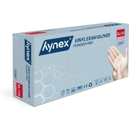 Handschoen Hynex vinyl XL transparant 4.5gr 100 stuks