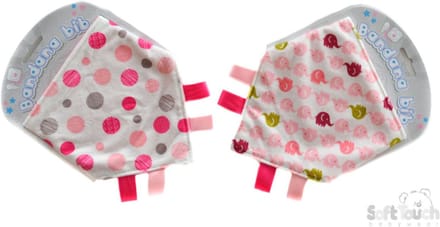 Soft Touch 2-pack Bandana Slabber Olifant + Stippen Flanel Roze 30x30x40 Cm BB358