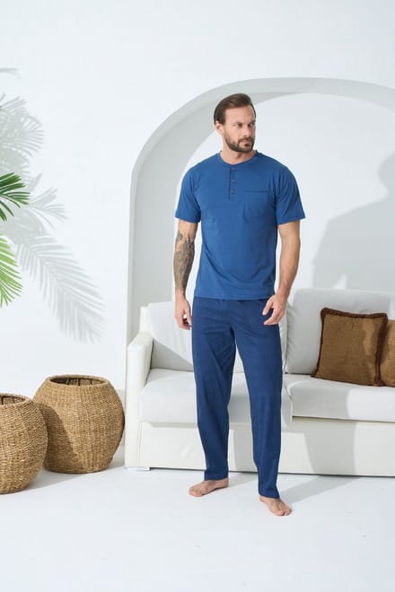 Heren Huispak /Pyjama Cornell / Indigo kleur / maat M