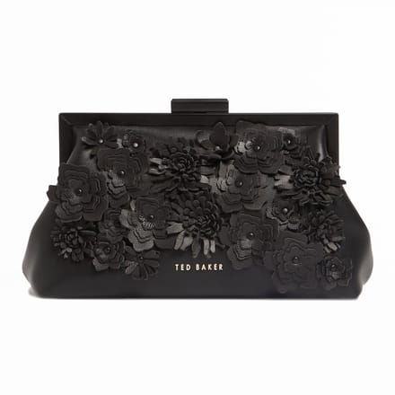 Ted Baker koppeling schoudertas Fiorell Flower 3D Applique Clutch Bag Black zwart
