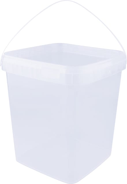 Emmer met deksel - 10,7 liter - vierkant - transparant