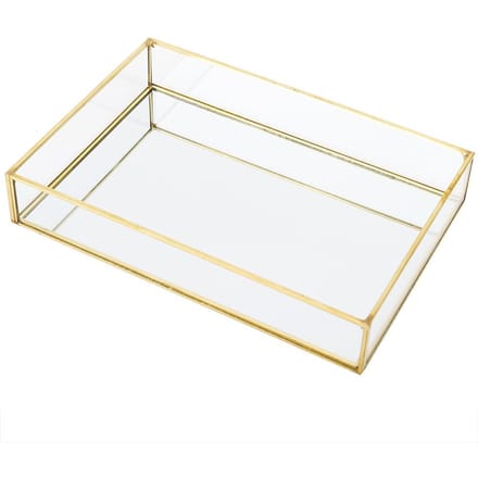 Vintage Metalen Glas Opbergdoos Gouden Dienblad Sieraden Cosmetica Displaydozen Large rectangular size