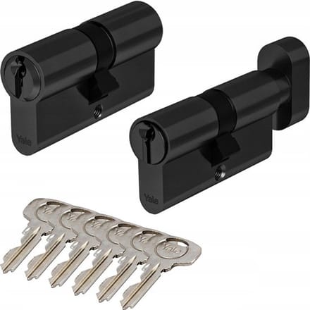 Yale Y500 Set: 40/55 Cilinder + Knopcilinder Zwart, 6 Sleutels