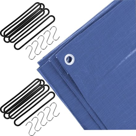 Benson - Afdekzeil blauw 2 x 3 meter met 10x spanrubbers en S-haken
