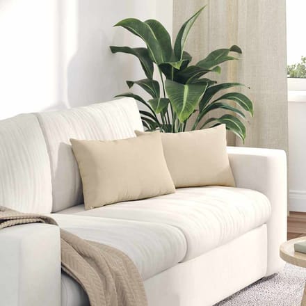 vidaXL Sofa Kussens 2 st Microvezel Stof Crèmekleurig 50 x 30 cm