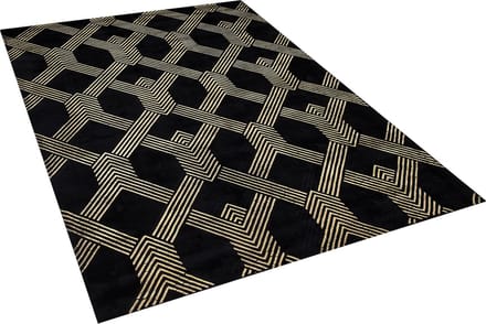 VEKSE - Vloerkleed - Zwart/Goud - 140 x 200 cm - Viscose