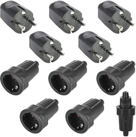Schuko-stekkerkoppeling 250 V 16 A IP54 - Waterdicht en Rubber voor Buitengebruik - 5 Paar