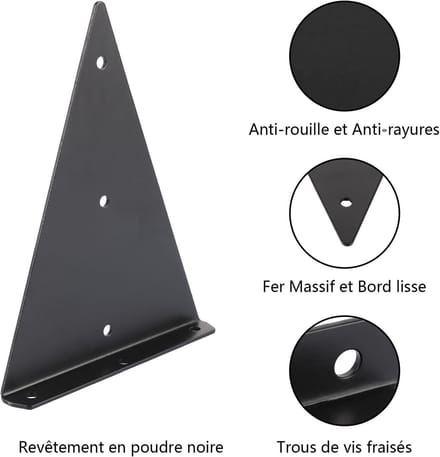 4-delige Driehoekige Plankdrager Zwart 170x130mm | Onzichtbare Planksteunen, Stevige Plankdragers, Discrete Plankbeugels