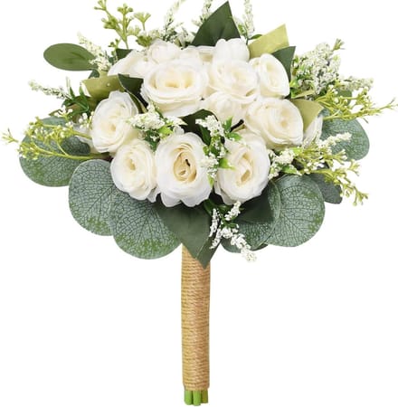 Bruidsboeket - Bruidsboeket bruidsmeisje - Bruiloft decoratie - Kunstzijde rozen - 229 cm - Wit ivoor
