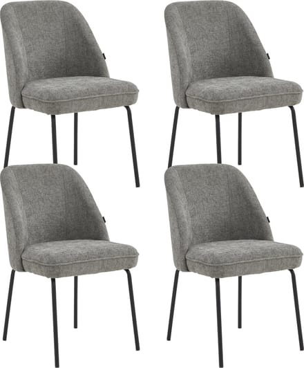 Colenis® - Julia Eetkamerstoel - Set Van 4 - Grijs - Linnen Stof - Industrieel - Design