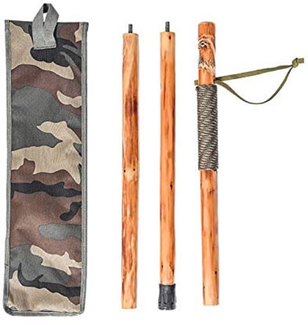 Set van 3 houten wandelstokken met kompas en paracord - 122 cm