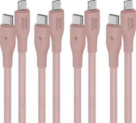 Usb C naar Lightning kabel - 1m - 4 stuks - Roze - Gevlochten - Sterk