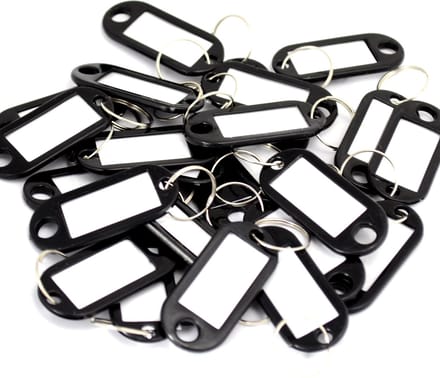 Sleutellabel - Naamlabel - Sleutelhanger - Bagagelabel  zwart/wit - 25 stuks
