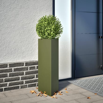 vidaXL - Plantenbak - driehoek - 30x26x75 - cm - staal - olijfgroen
