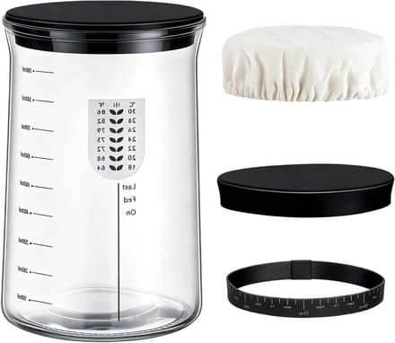 Zuurdeeg Pot - Moedergist Container - Brood Bakken - Zichtbare Gisting - 19.6 x 10.6 cm - Transparant