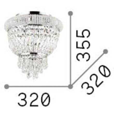 IDEAL LUX plafondlamp Dubai messing/helder, Ø 32 cm, kristal