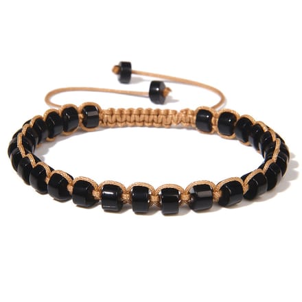 Marama - Heren armband Onyx - Verstelbaar 19-24 cm - Stoer design