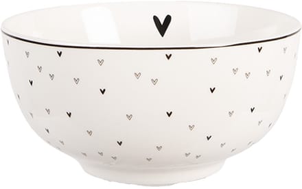 Clayre & Eef Soepkom 500 ml Wit Porselein Hartjes