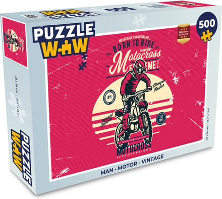 Puzzel Man - Motor - Vintage - Legpuzzel - Puzzel 500 stukjes