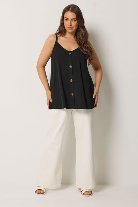 Yours Zwarte Swing Camitop Met Knoopsluiting Size 54-56