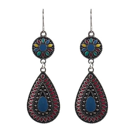 Fako Bijoux® - Oorbellen - Bohemian - Druppel Retro - Blauw
