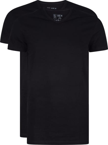 RJ Everyday Gouda 2-Pack Heren V-Hals T-Shirt Zwart M