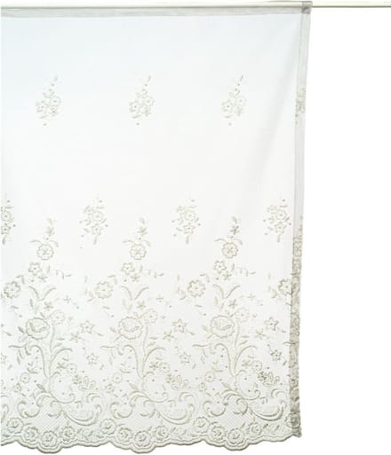 Kort Gordijn | Lena - Geborduurd Kant - Gebroken Wit - 60x80 - Pimlico