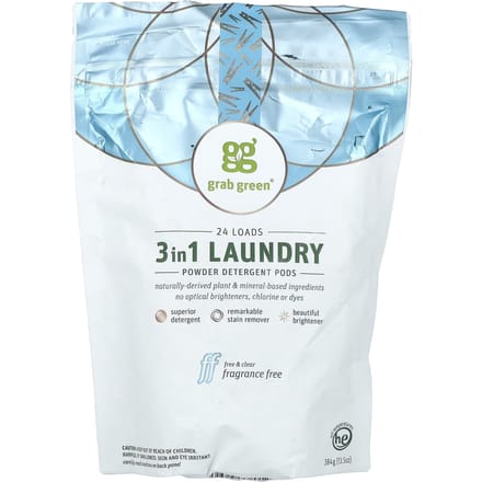 3-in-1 Poeder Wasmiddel Pods, Geurloos, 24 Wasbeurten, 384G(13.5Oz) white