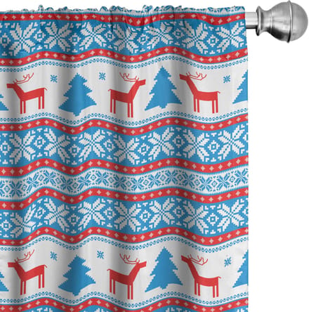 ABAKUHAUS Voorhang Geometrisch – 2x 75x245 cm – Microvezel – Blauw/Rood