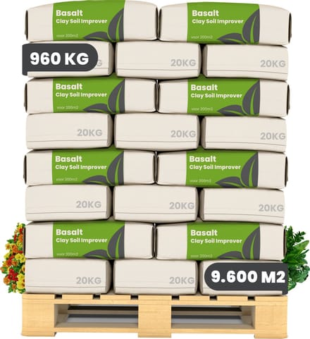 Basaltmeel Bodemverbeteraar voor kleigrond (48x = 960Kg voor 9600m2) - Organifer