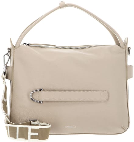 COCCINELLE handtas schoudertas Gretel Ribbon Handbag Grained Leather Sandshell beige