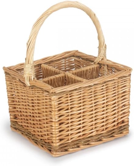 Wicker Flesdrager voor 4 Flessen - Gestoomd Riet