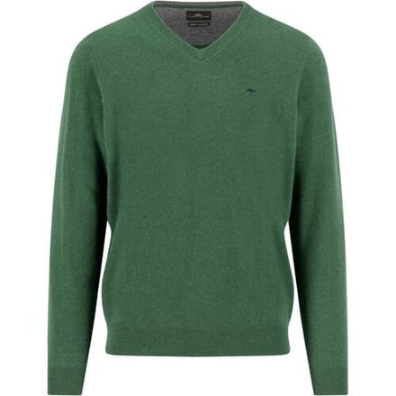 Fynch-Hatton Trui V-Neck Merino Cashmere Dark Leaf / male