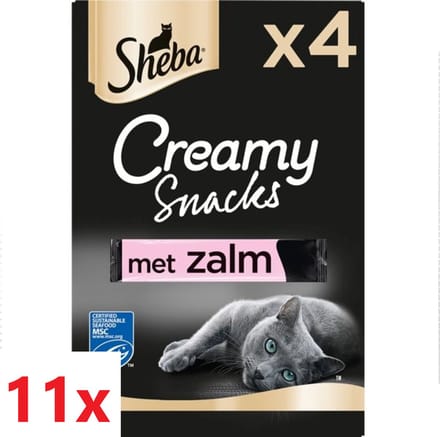 11x Sheba - Creamy Snacks Zalm - Kattensnacks - 4 stuks