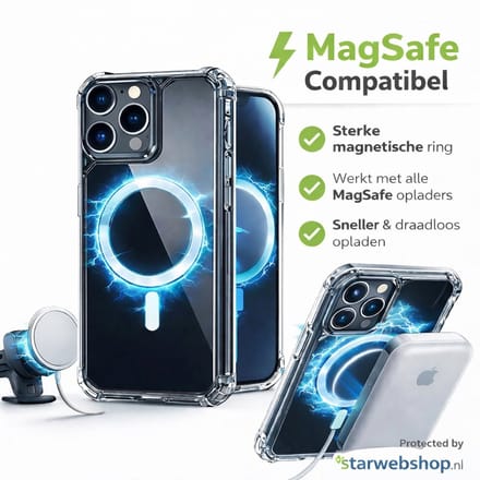 GREEN ON MagSafe Anti Shock Case geschikt voor iPhone 15 Pro Max - Clear