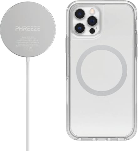 Draadloze Oplader geschikt voor iPhone 12 Pro Max + Siliconen Hoesje - Magnetisch - Wireless charger