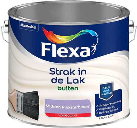 Flexa - Strak In De Lak Buitenlak Hoogglans - Midden Pinksterbloem - Mengverf - 2,5 L