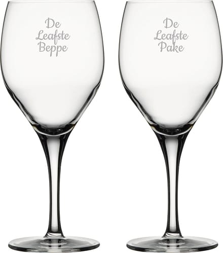 Gegraveerde Rode wijnglas 42,5cl De Leafste Pake-De Leafste Beppe