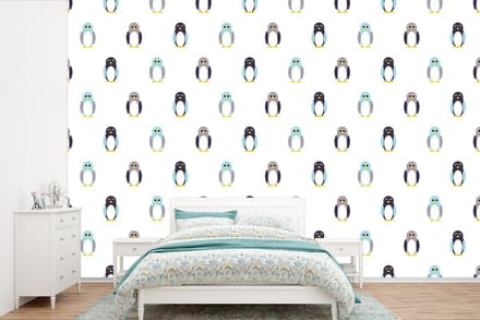 Behang - Fotobehang Design - Dieren - Pinguïn - Breedte 420 cm x hoogte 280 cm