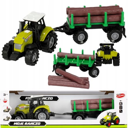 Boerderijspeelgoed Tractor met Houtaanhanger en Geluidseffecten