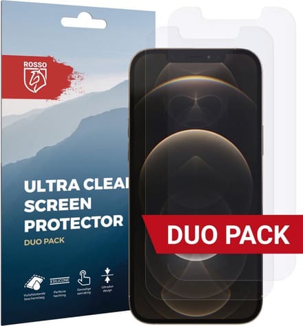 Rosso Screen Protector Ultra Clear Duo Pack Geschikt voor Apple iPhone 12 Pro Max | TPU Folie | Case Friendly | 2 Stuks