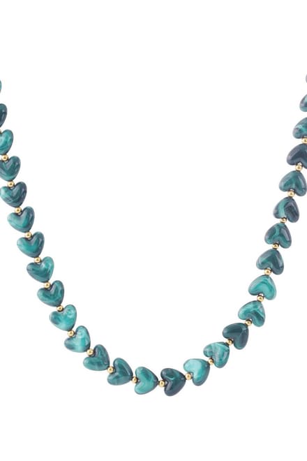 Bijoutheek Collier Hart Kralen Blue Zircon