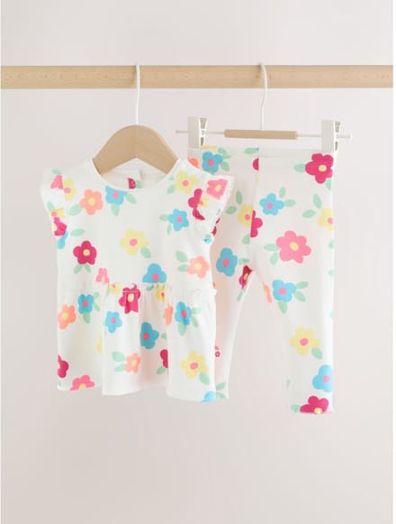 Next - Meisjes - Geribbelde top en Leggings babyset 2 Pieces - Wit