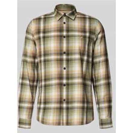 Regular fit vrijetijdsoverhemd met kentkraag en labelstitching