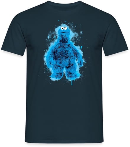 Sesamstraat Koekiemonster Paint Spetters T-Shirt Heren
