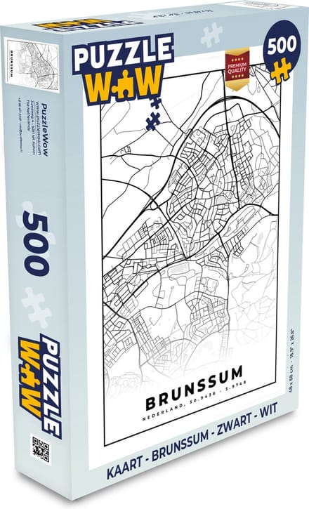 Puzzel Kaart - Brunssum - Zwart - Wit - Legpuzzel - Puzzel 500 stukjes