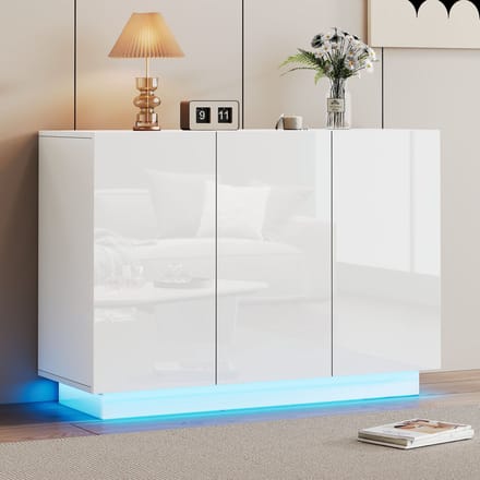 Sweiko Hoogglans dressoir - LED verlichting - 120*40*75cm - Wit