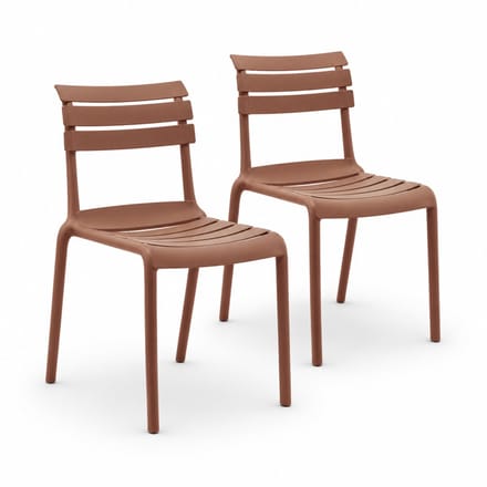 DS4U® - Liam tuinstoel - Set van 2 - Terracotta - Kunststof - Stapelbaar
