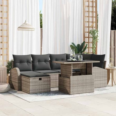 vidaXL Tuin Sofa Set 7 st Grijs poly rattan